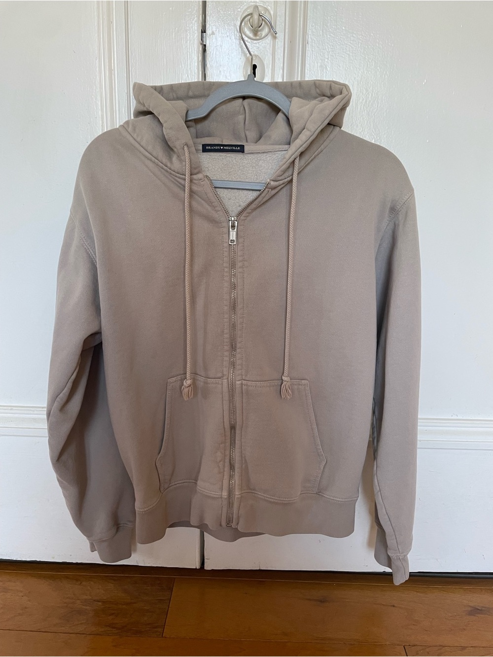 Brandy Melville Beige Zip-Up Hoodie